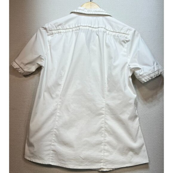 Lands' End Women's Shirt Blouse Summer Size 10 White Lightweight Beach - Picture 2 of 11